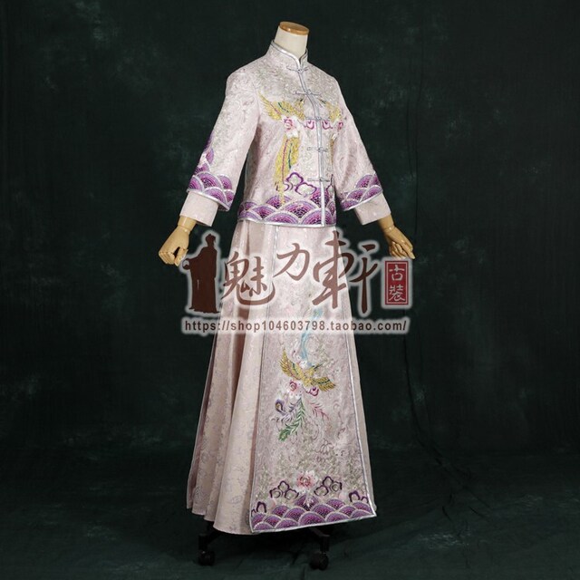 New high-end pink and purple sparkling theme Xiuhe clothing