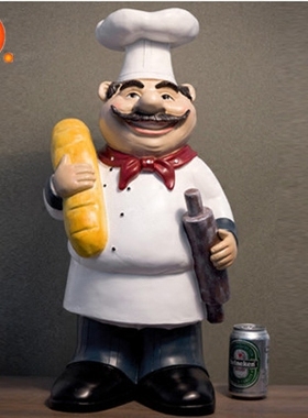 欧式风厨师西餐厅面包蛋糕摆件