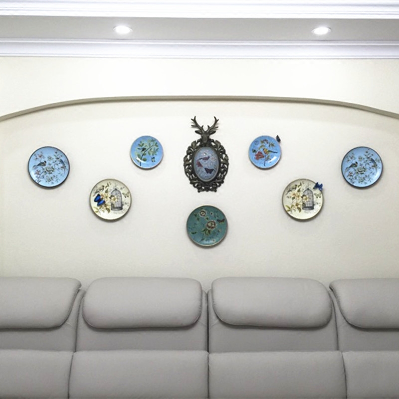 欧式家居创意盘子墙面装饰壁挂美式乡村陶瓷挂盘组合样板间搭配,淘宝优惠券,粉丝福利购,淘宝优惠卷