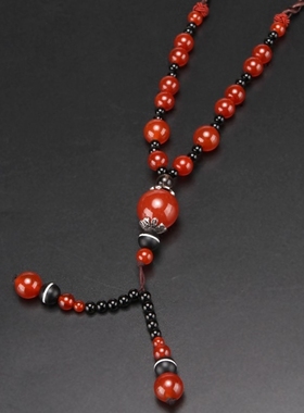 民族风天然玛瑙长款女百搭毛衣链