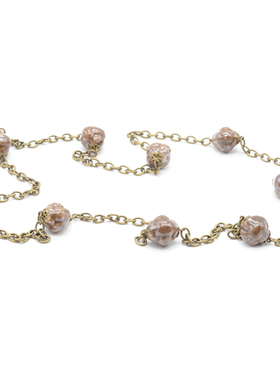 女士长款褐色手工毛衣项链