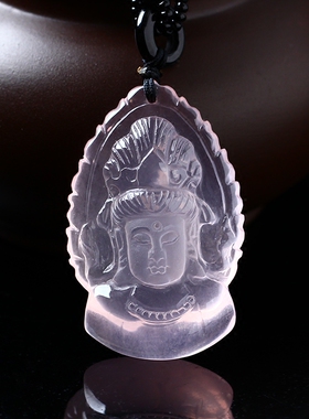 天然冰种文殊菩萨属兔吊坠项链