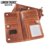 Бумажник, длинный ретро кожаный кошелек, из натуральной кожи