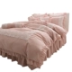 Mùa xuân và mùa hè đơn giản cotton bed váy ren công chúa gió bốn mảnh cotton lưới màu đỏ chăn chăn - Bộ đồ giường bốn mảnh