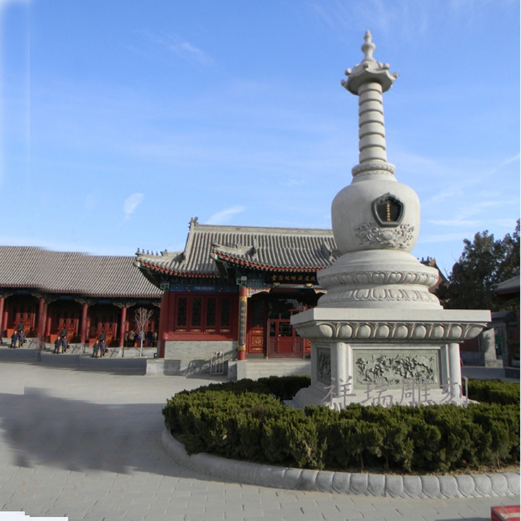 佛塔寺院庭院石雕石灯石塔摆件汉白玉舍利塔祠堂寺庙香炉园林雕塑-图1