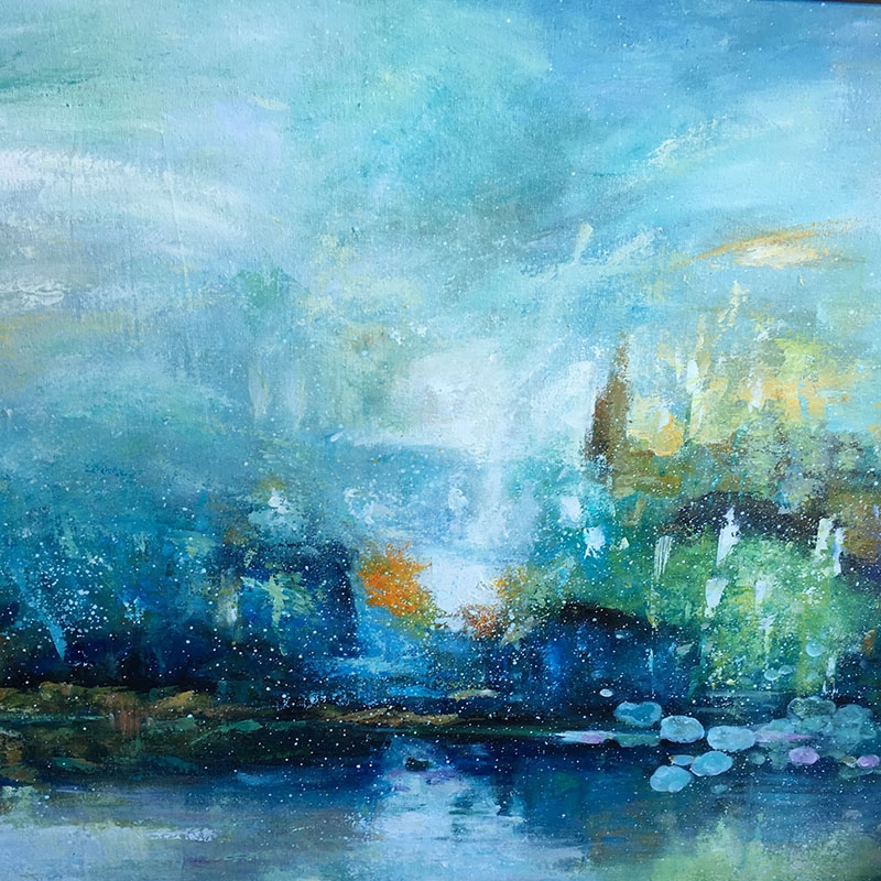 四合艺术 手绘风景抽象油画 港式简约沙发背景油画定制