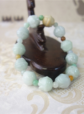 翡翠冰糯种雕刻福禄寿时尚风手串