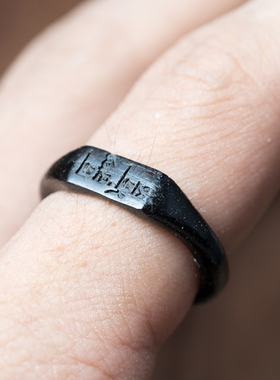 紫光檀刻字手工定情信物木戒指