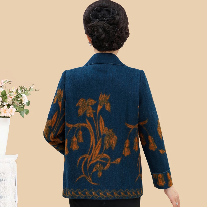 发财花旗舰店中老年人女装冬装毛呢外套中年50岁妈妈春装呢子上衣老人奶奶衣服1