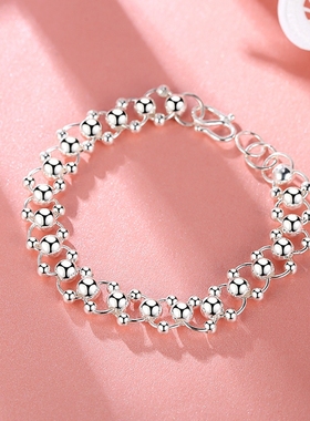 银手链999纯银女森系大气足银