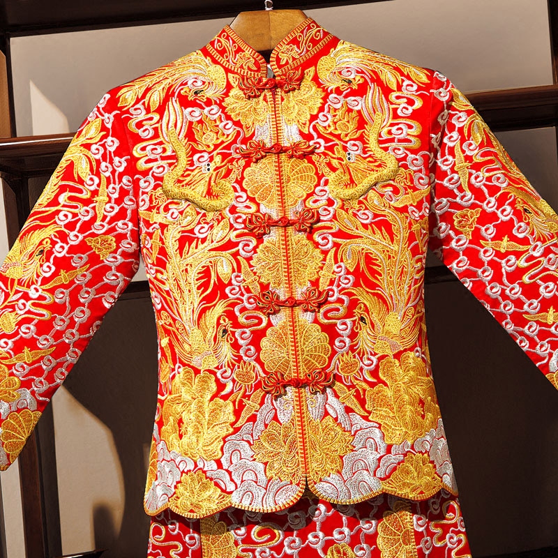 逸芬梦纺旗舰店大五福龙凤褂裙秀禾服新娘新款春夏结婚礼服嫁衣中式婚纱旗袍0