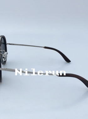 墨镜银色鼻梁黑檀木圆形太阳眼镜