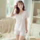 Bộ đồ ngủ nữ mùa hè cotton mỏng tay ngắn ngọt ngào Công chúa dễ thương Gió nhỏ Sinh viên tươi mát Dịch vụ tại nhà Bộ hai mảnh - Giống cái