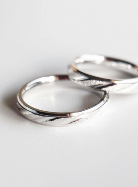 免费刻字s925纯银磨砂情侣对戒