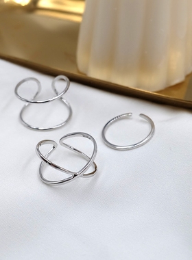 日韩版s925纯银戒指x设计款立体