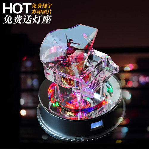 水晶钢琴音乐盒旋转女生生日礼物情人节礼品男创意儿童DIY定制 - 图2