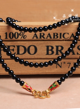 泰国佛牌水晶黑玛瑙毛衣链包邮