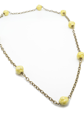 长款手工黄色毛衣项链