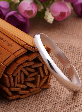 贵妃银手镯光面可刻字