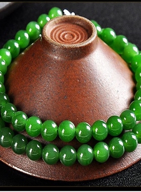 碧玉菠菜绿时尚风带证书链子