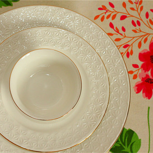 出口日本浮雕精美陶瓷盘欧式西餐盘骨瓷盘套装平盘水果菲纳克斯-图1