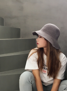 渔夫帽女日系针织盆帽帽子遮阳帽