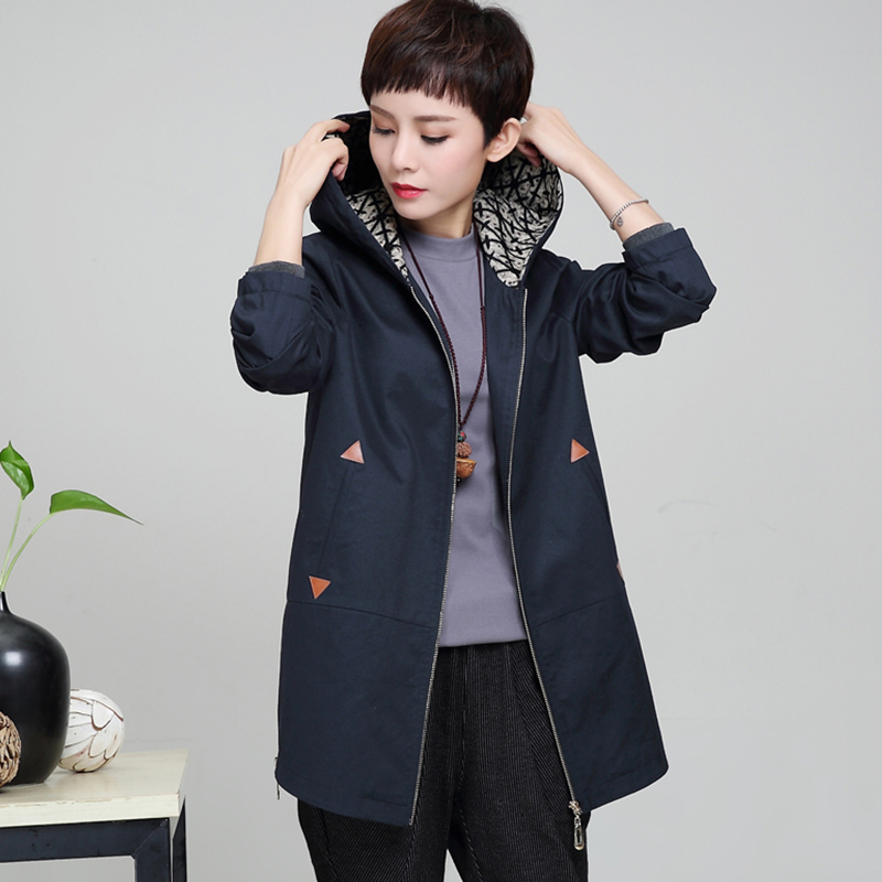 2018秋款女外套中长款休闲大码风衣女胖mm春