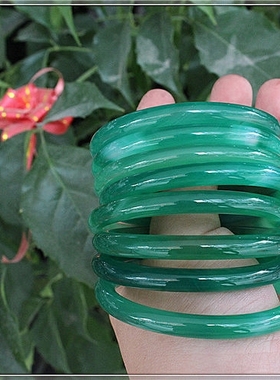 翠绿色超薄儿童玉髓玛瑙手镯包邮