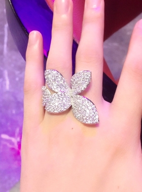微镶锆石蝴蝶戒指高级感可调节