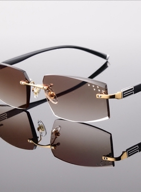 男款时尚钻石切边钛合金太阳眼镜