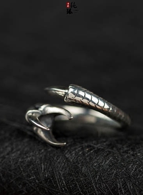 纯银欧美鹰爪朋克风珍珠戒指托