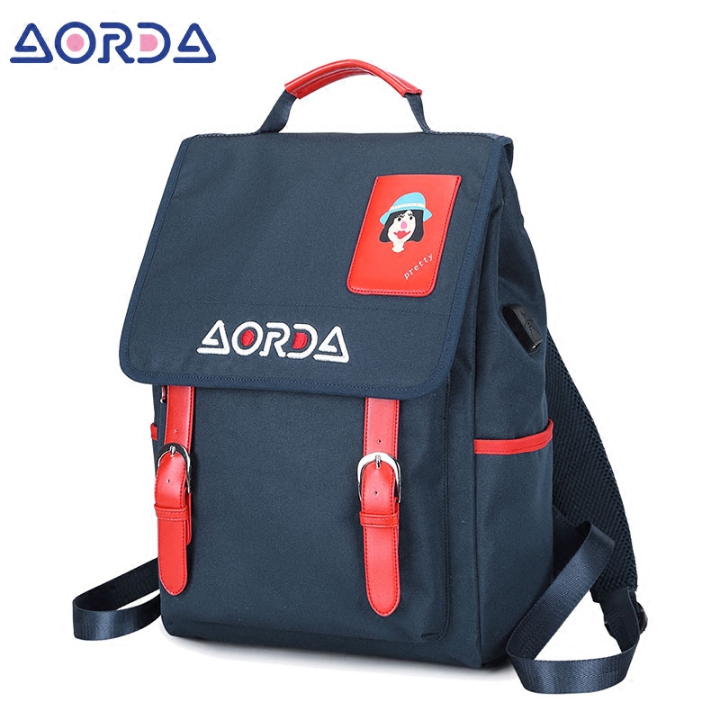 奥尔达女双肩2020新款韩版电脑包 aorda奥尔达双肩背包