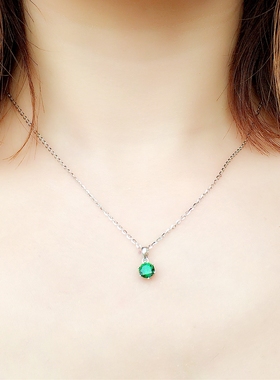 纯银百搭六爪绿色吊坠