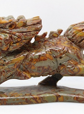 泰山石雕旺财风水麒麟摆件