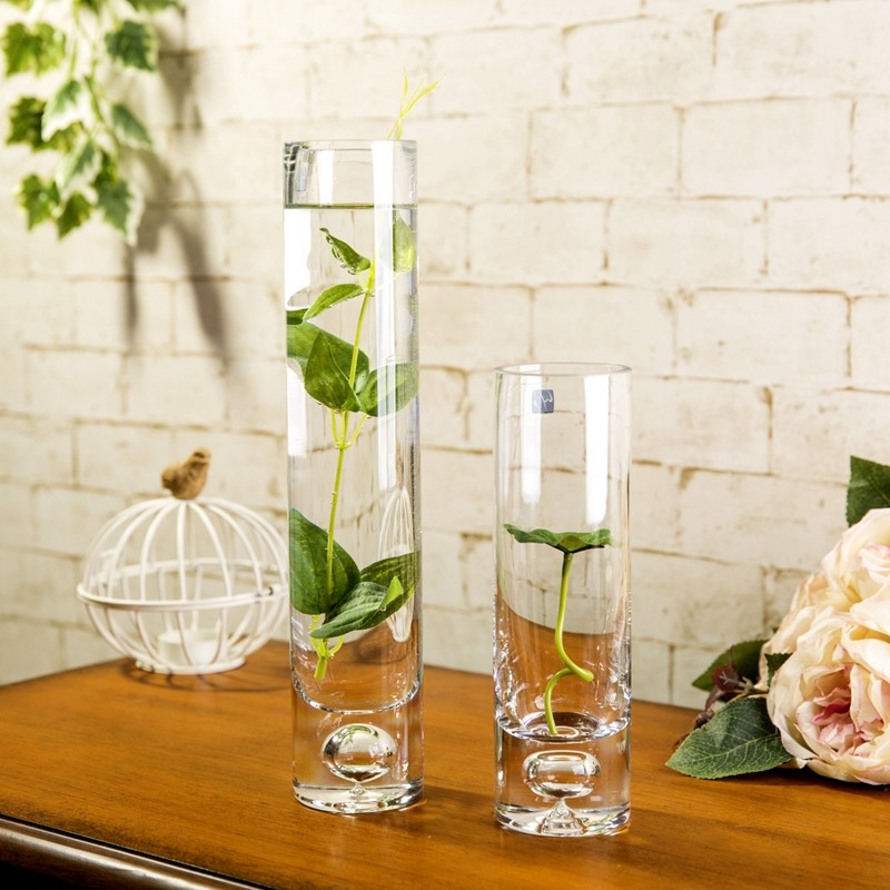 唯美 灵动气泡玻璃花瓶 透明水培插花花瓶直筒花器 客厅创意摆设,淘宝优惠券,粉丝福利购,淘宝优惠卷
