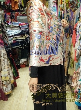 敦煌壁画丝巾莲花藻井真丝披肩