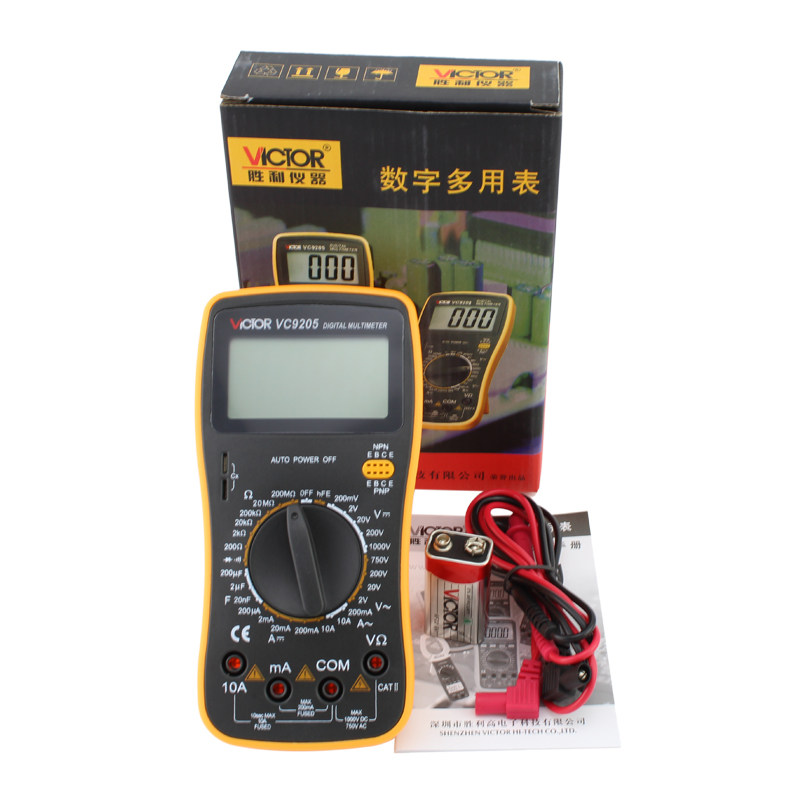 胜利vc9205袖珍自动防烧数字万用表 天鑫五金万用表