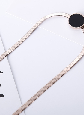 黑色圆牌钛钢短款不易过敏蛇骨链