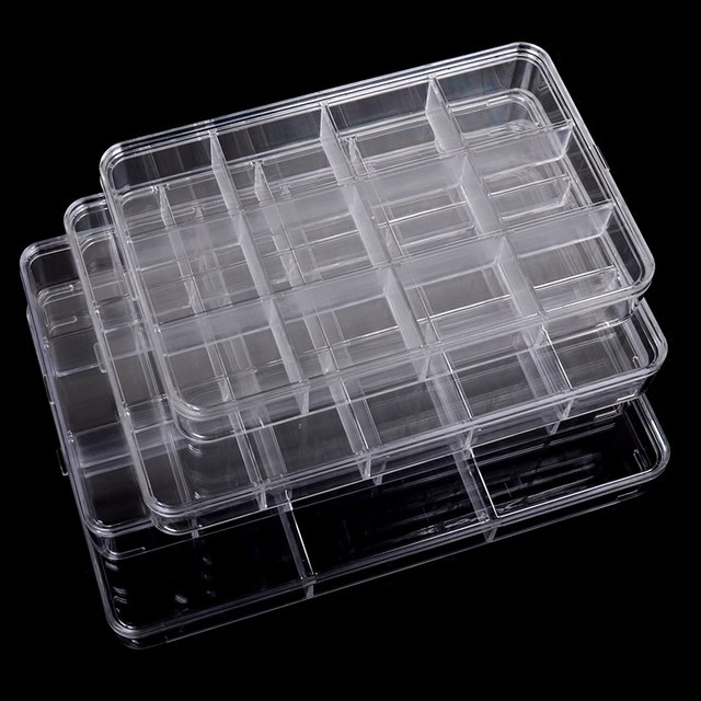 Acrylic transparent jewelry box with lid 12 grid plastic box
