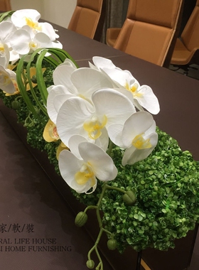 高档办公室玻璃镜面摆件仿真花艺