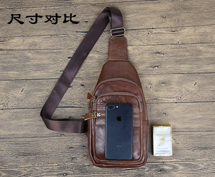 韩版时尚真皮胸包男士包背包休闲男包牛皮单肩包斜挎胸前包多功能,淘宝优惠券,粉丝福利购,淘宝优惠卷