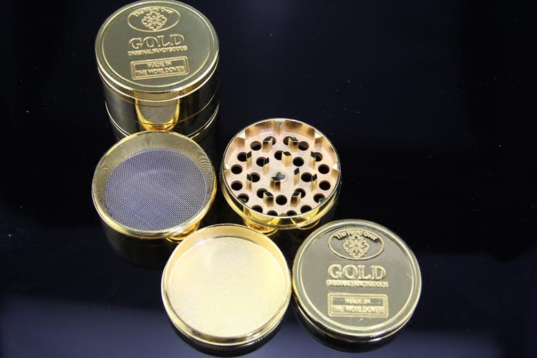 包邮 限价比高 锌压金属 四层 金色磨烟器 碎烟器 Gold Grinder - 图2