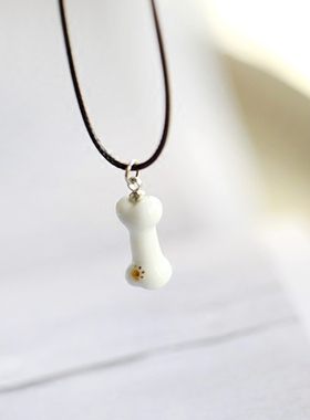 个性创意生肖狗骨头一对陶瓷项链