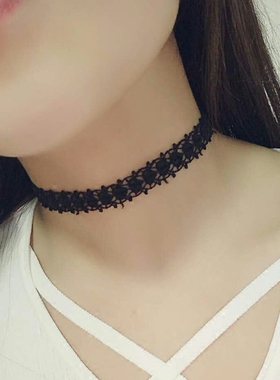 choker软妹子风黑色蕾丝锁骨链