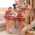 Mô phỏng sáng tạo 3D Ice Cream Cone Gối Ice Cream Plush Đệm Napping Gối Gối Thực phẩm Ngủ - Trở lại đệm / Bolsters gối tựa ghế văn phòng Trở lại đệm / Bolsters