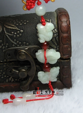 属鼠人生肖天然翡翠玉牛猴龙三合六合钥匙扣红绳手链