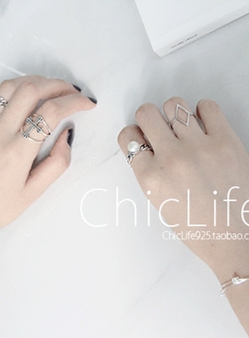 chiclife925纯银戒指女个性复古