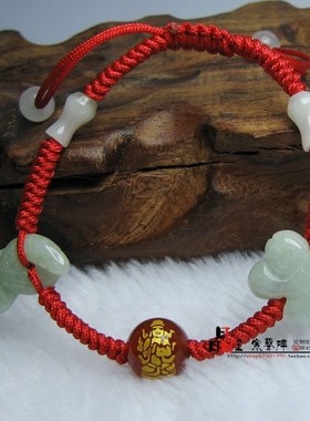 属猴人用玉猴蛇六合旺运本命佛手机链钥匙扣红绳手链