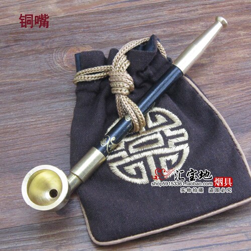 手工老式烟斗旱烟袋锅子玉石玛瑙烟嘴旱烟杆复古老人烟袋锅 大锅 - 图1