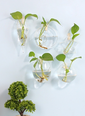 客厅免打孔壁挂花瓶玻璃挂墙花瓶